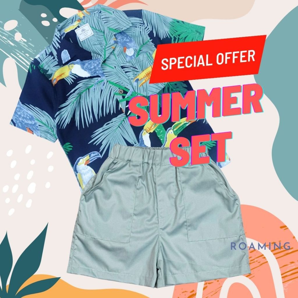 ชุดเซ็ทเด็ก Summer set เสื้อฮาวาย กางเกงลำลอง สีสันสดใส ใส่ได้ทั้งผู้ชาย ผู้หญิง - รูปที่ 6