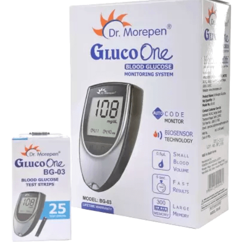 ACE+MED GLUCO ONE BG-03 เครื่องตรวจน้ำตาลในเลือด 1 เครื่อง + แผ่น 25 ชิ้น จำนวน 1 กล่อง