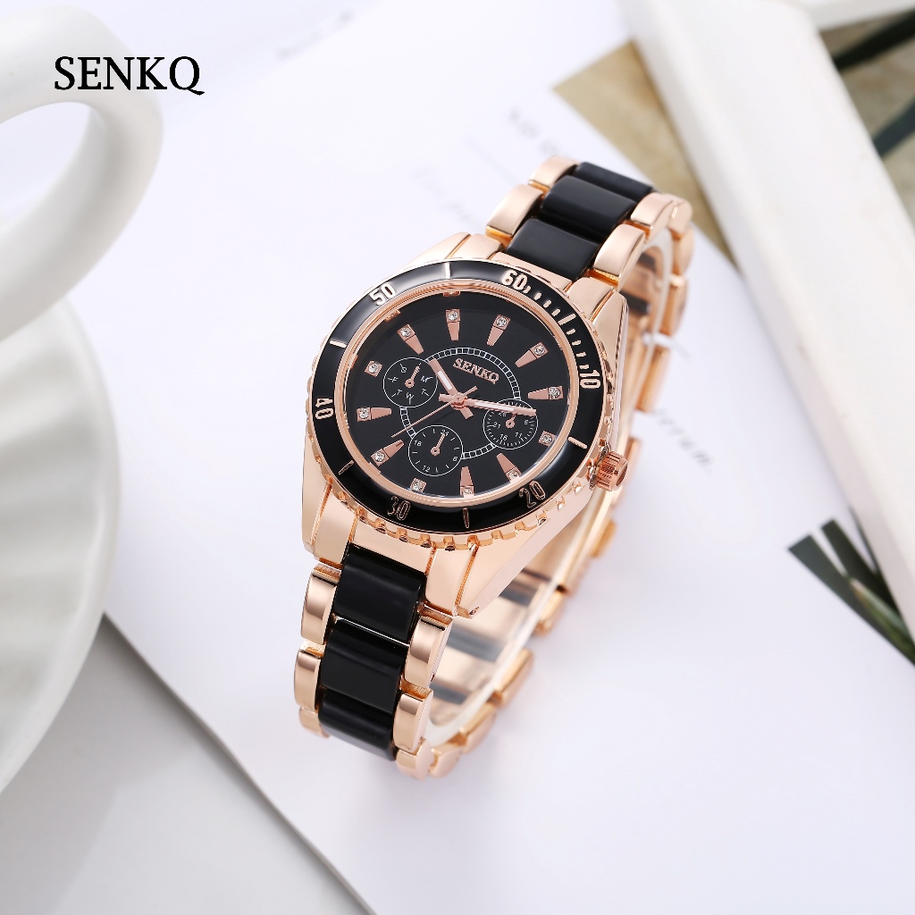 SENKQนาฬิกาเซรามิกใหม่ กันน้ํา นาฬิกาควอตซ์ นาฬิกาผู้หญิงแฟชั่นชั้นสูง การเคลื่อนไหวของญี่ปุ่น รุ่น T38