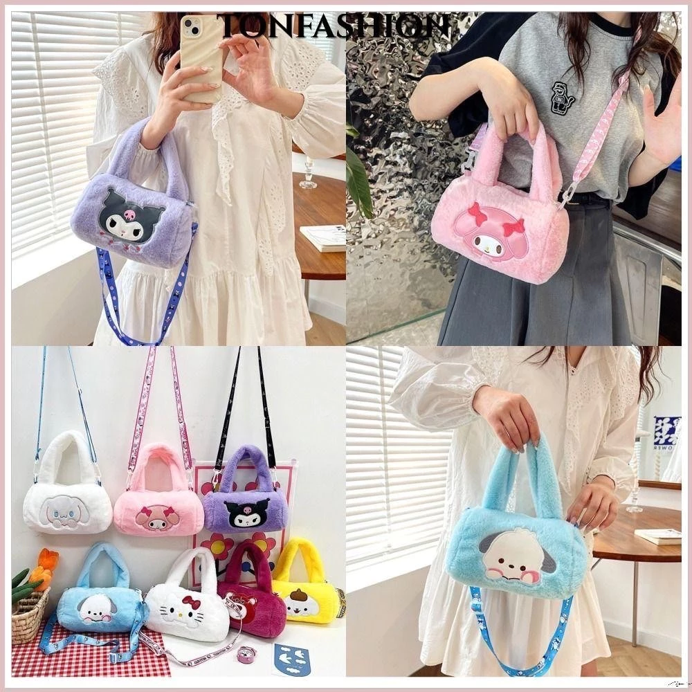 (พร้อมส่ง)Su161กระเป๋าสะพายไหล่ ผ้ากํามะหยี่ขนนิ่ม ลายการ์ตูนน่ารัก สําหรับเด็กผู้หญิง