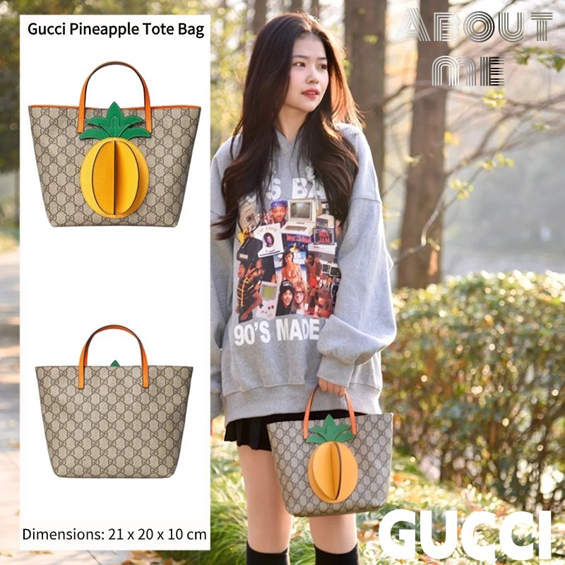 กุชชี่ 💯Gucci Pineapple Tote Bag💯 กระเป๋าถือสตรี กระเป๋าเด็ก