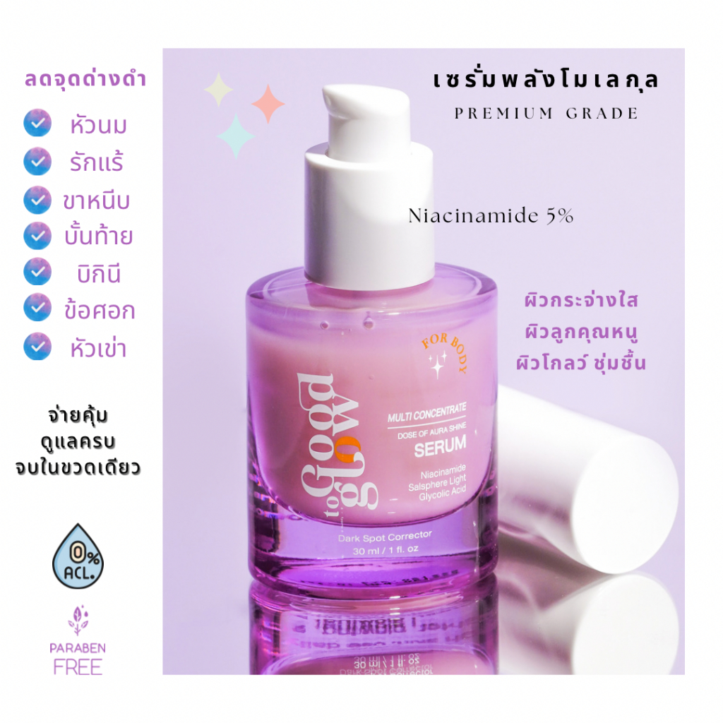 GOOD TO GLOW ครีมทาผิว เซรั่มเข้มข้น ลดจุดด่างดำ รอยคล้ำที่ผิวบอบบาง ให้กลับมาขาวใส package 3 ขวด
