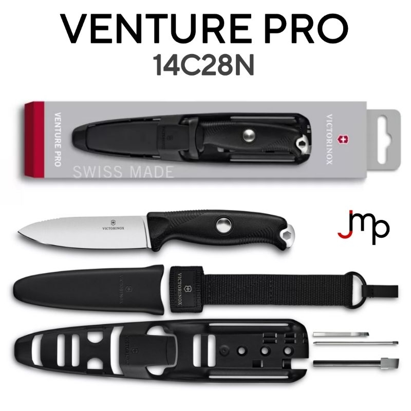 มีด VICTORINOX แท้ รุ่น Venture Pro ด้ามตายแบบ Full tang พร้อมปลอกที่มีอุปกรณ์เสริม เหล็ก 14C28N FUL