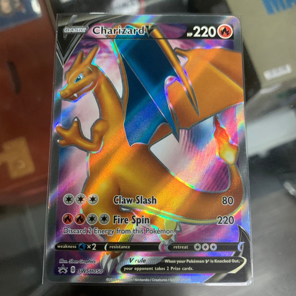 ลิซาร์ดอน V PROMO การ์ดโปเกมอน SWSH050 2020 Charizard Pokemon (ภาษาอังกฤษ ลิขสิทธิ์เเท้ 100%)