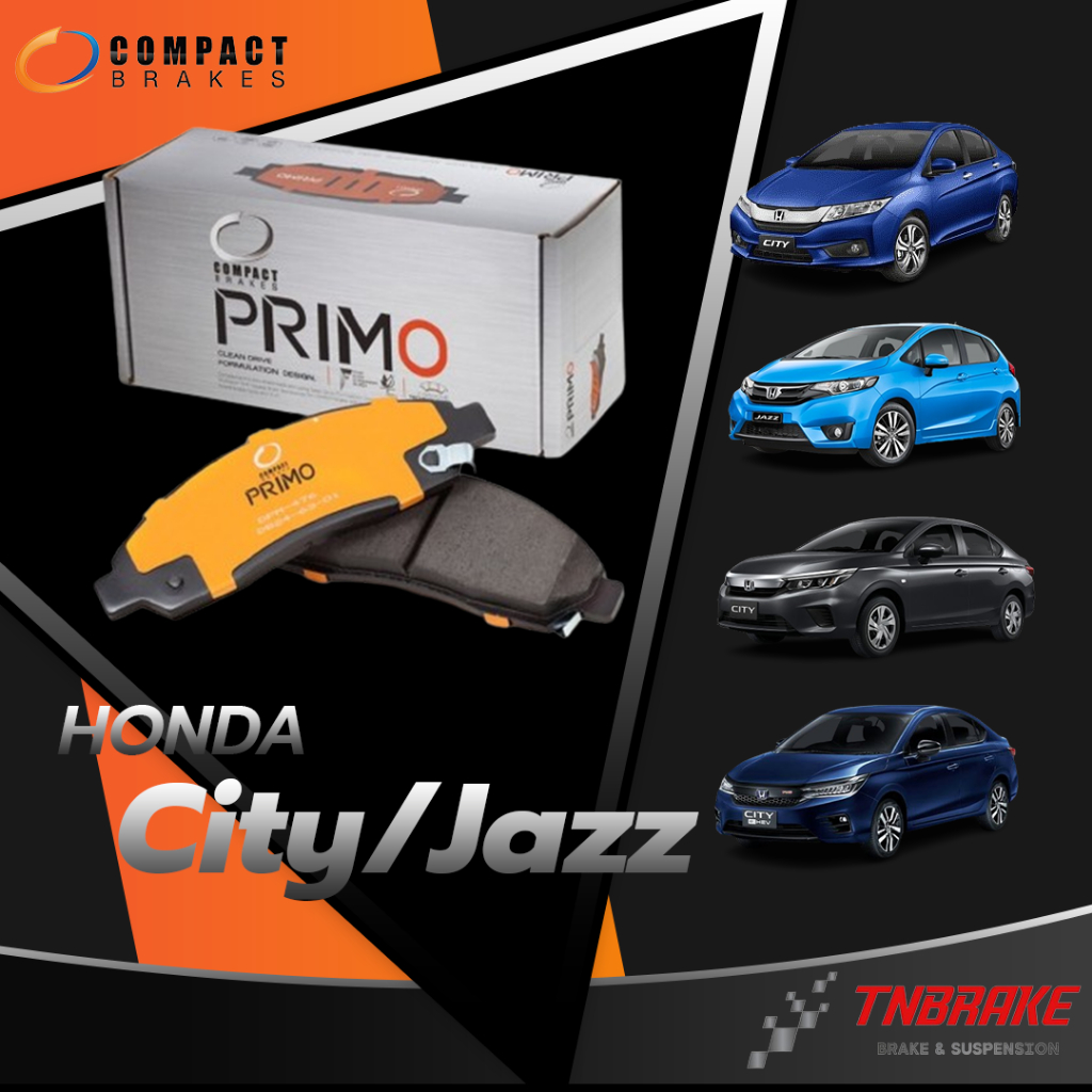COMPACT PRIMO ผ้าดิสเบรคหน้า HONDA CITY GM6 JAZZ GK ปี 2014-2019 CITY 1.0 TURBO ปี 2020-2024 MOBILIO (DPM744)