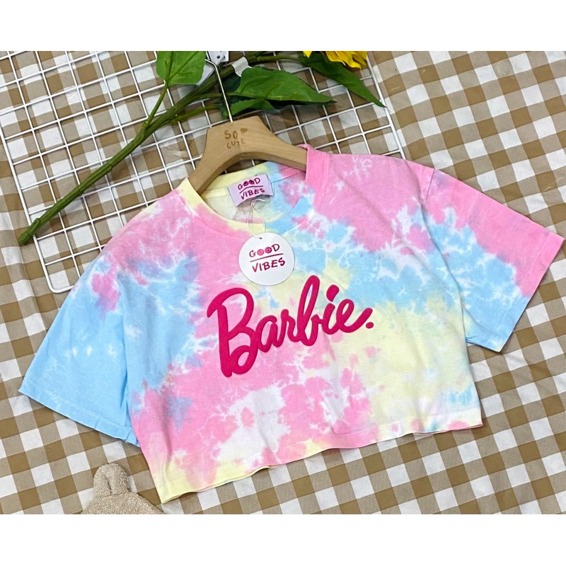 งานมัดย้อม crop โอเวอร์ไซด์ สีพาสเทล หวานละมุน