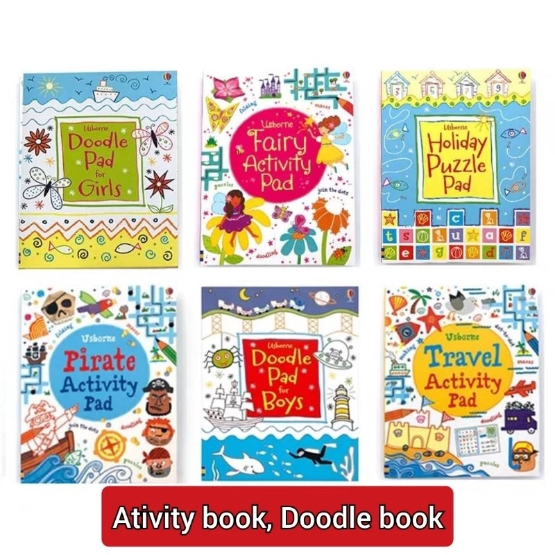 Usborne หนังสือกิจกรรม Activity book Doodle book ฝึกวาดรูป โยงเส้น จับคู่ภาพ ระบายสี