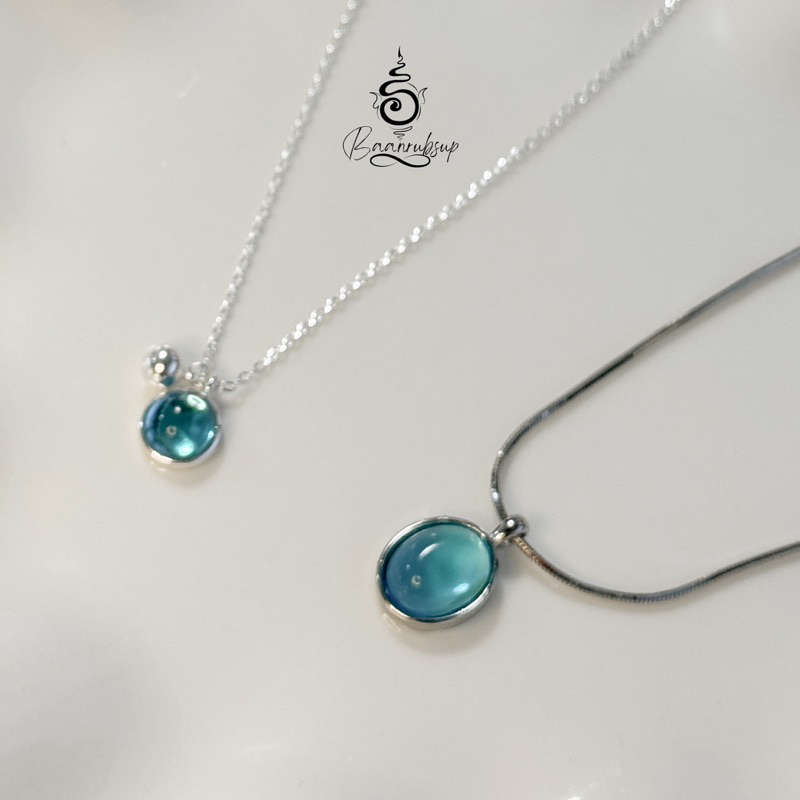 ✨ผ่านพิธี✨ สร้อยมูรุ่น Sky wish หินควอทซ์ Blue Chalcedony หินแห่งความสำเร็จ ความสุข