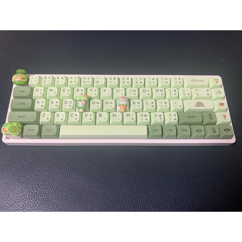 Mechanical Keyboard 65% [พร้อมคีย์แคป matcha] Royal Krudge RKG68 มือสอง เชื่อม 3 โหมด Hotswap ได้ พร