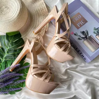รองเท้าส้นสูง 6 นิ้ว หน้าแคบเพิ่มไซส์ด้วย เสริมส้นหน้าสวม สานๆ 336-1 (1/1) SIZE 35-44 รองเท้าไซร้ใหญ่ เท้าอวบเพิ่ม