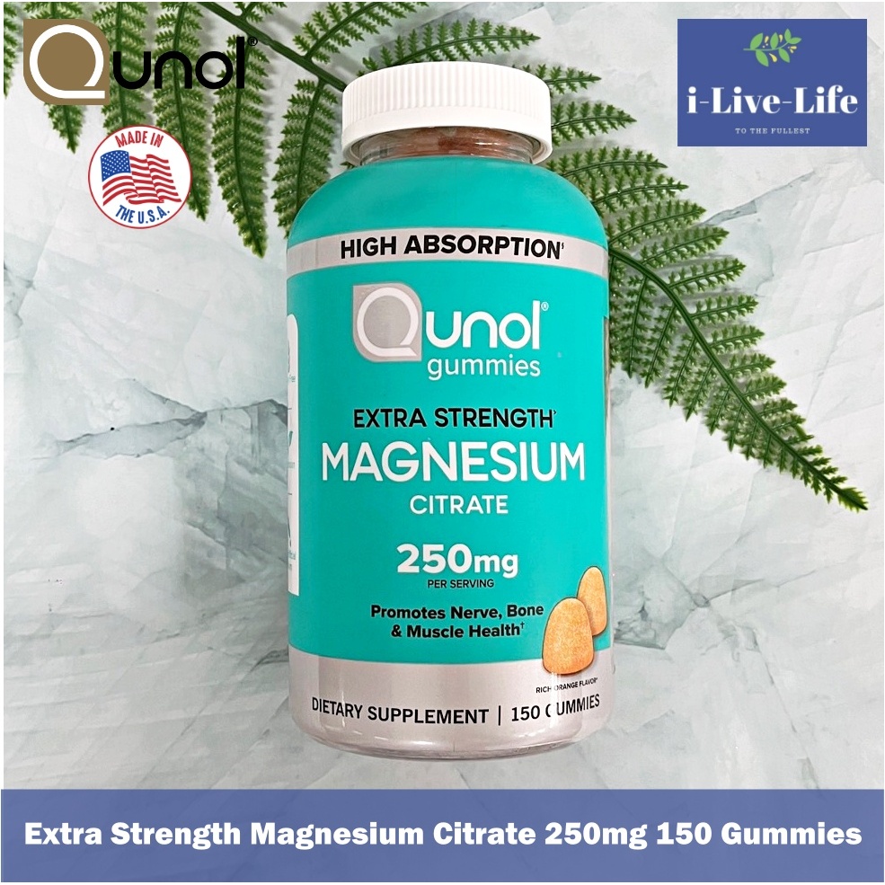 อาหารเสริม แมกนีเซียม แบบกัมมี่ Extra Strength Magnesium Citrate 250mg 150 Gummies - Qunol
