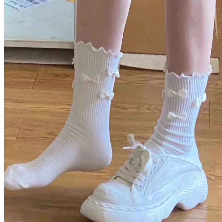 ถุงเท้าลูกไม้ ประดับโบว์น่ารัก ญี่ปุ่น น่ารัก  ระบายอากาศได้ดี สําหรับผู้หญิง - รูปที่ 2