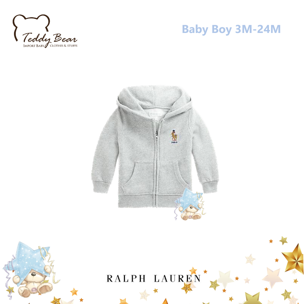 เสื้อกันหนาวเด็กเล็ก Ralph Lauren Polo Bear &amp; Big Pony Fleece Hoodie (Baby Size: 3M-24M)