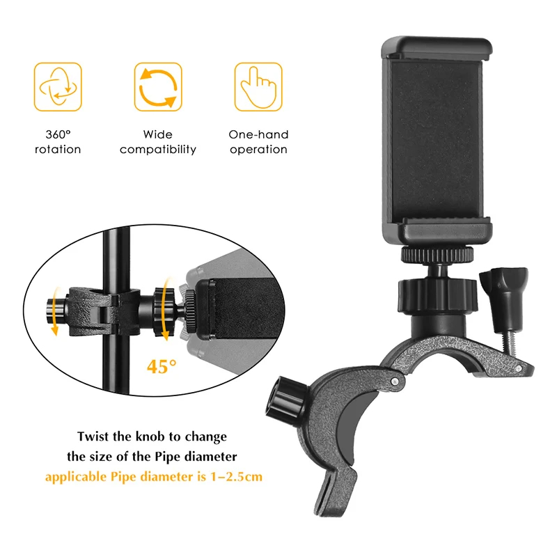 Side Moblie Phone Clip Universal Bracket Holder Mount Tripod Monopod Stand