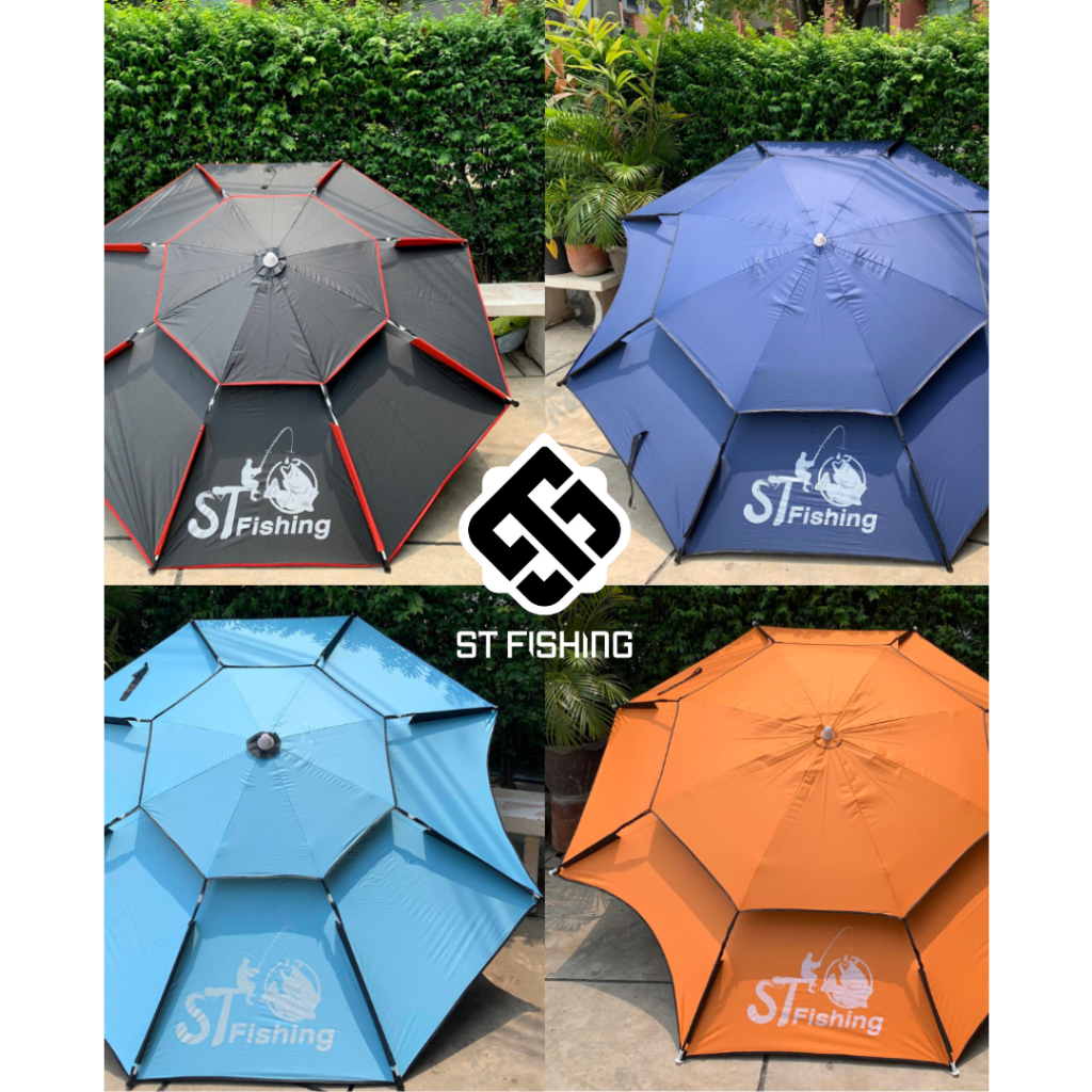 ร่ม ST Fishing 2 ชั้น St Full Color 2.0-2.2-2.4M (ผ้ากัน UV พื้นดำ ยกสเต็ป)