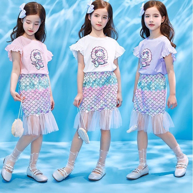 PRINCESS KESLI ชุดนางเงือกเด็กผู้หญิง ชุดกระโปรงเด็กผู้หญิง ชุดเซ็ทนางเงือก ชุดเซ็ทเด็กผู้หญิง 1-10 ปี