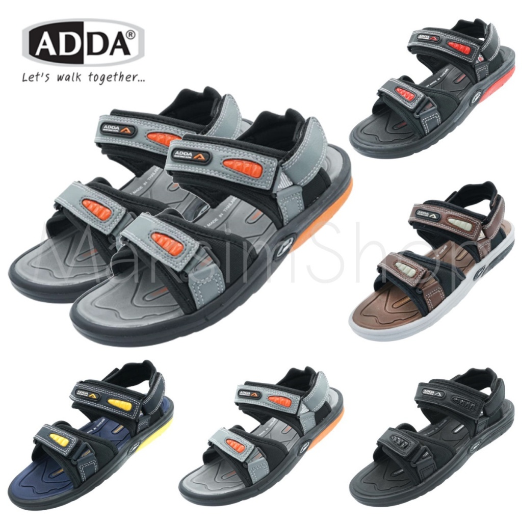 🔥ADDA 2N36 รองเท้าแตะ รองเท้าลำลอง สำหรับผู้ชาย แบบรัดส้น รุ่น ไซส์ 4-11 สี ดำ น้ำตาล เทา กรม แดง maksim