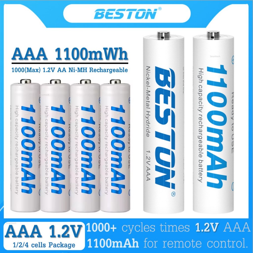 ถ่านชาร์จ Beston 1.2V AAA 1100mAh Ni-MH แบตเตอรี่แบบชาร์จไฟได้
