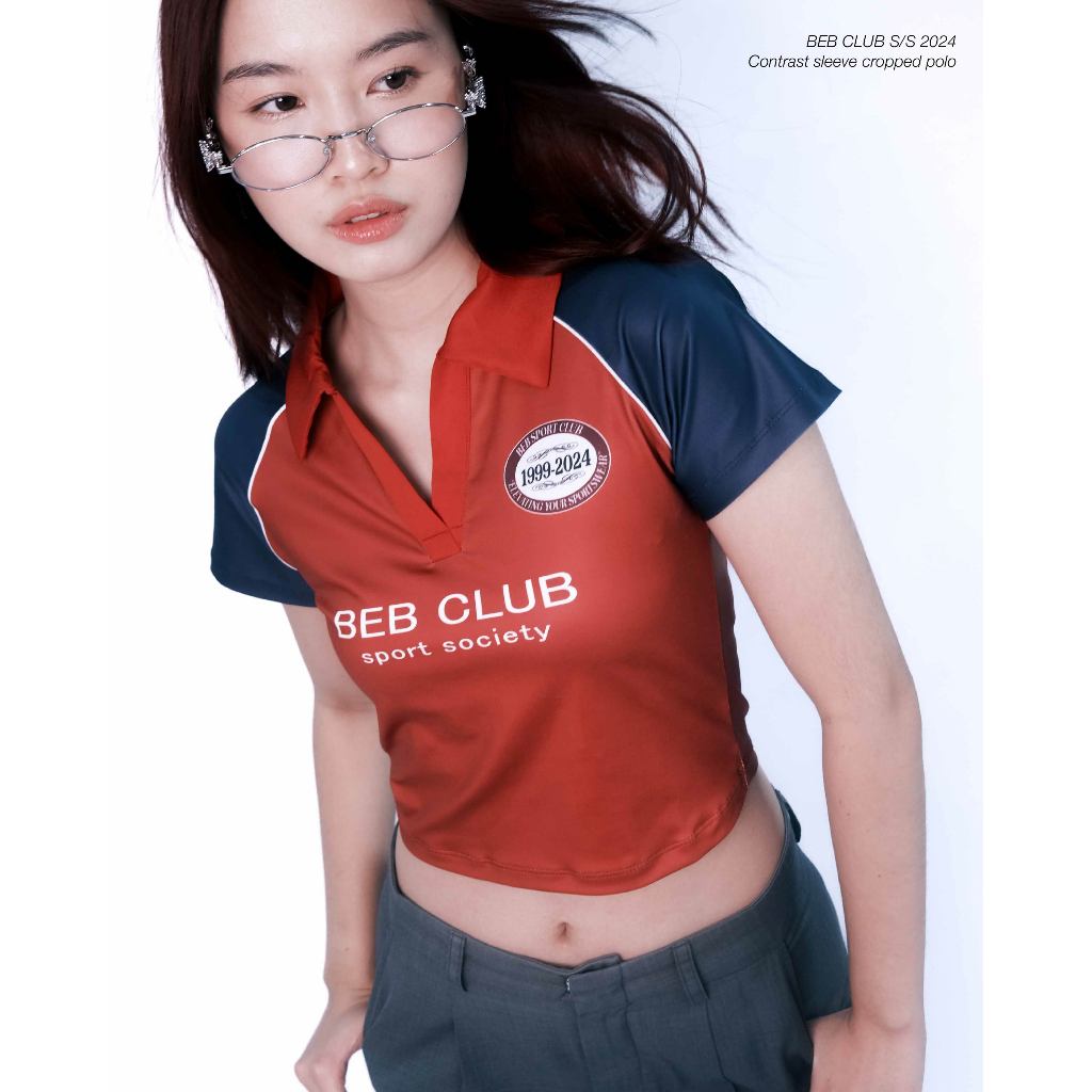BEBCLUB S/S 2024 CROPPED POLO เสื้อคร็อปโปโลสีแดง