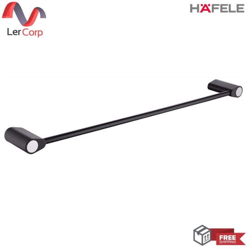 (Hafele) ราวแขวนผ้าเดี่ยว 600 mm. รุ่น O-Push สีดำ (485.80.006)