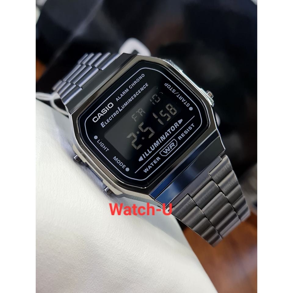 Casio A168WGG นาฬิกาดิจิตอลเรือนทอง สายสแตนเลส ข้อมือผู้ชายผู้หญิง