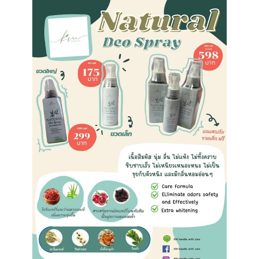KM Natural Deo spray สเปร์ยระงับกลิ่นกาย