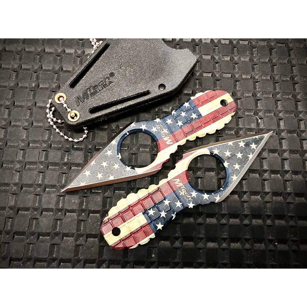 มีดห้อยคอ  เอ็มเทค Neck Dagger MTech Black/Camo Fixed Blade Knives oem ลายธงชาติอเมริกา พร้อมซอง ห้อยคอได้เท่ห์ๆ