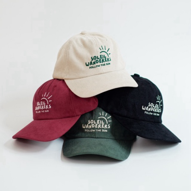 Littlethingsmatter-หมวกแก๊ป ☀️ ผ้าลูกฟูก ปักลาย Soleil Wanderers☀️