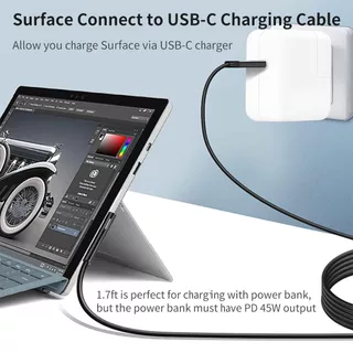 พร้อมส่ง สายชาร์จ Surface 15V PD Charger Surface Connect to USB-C สำหรับ Surface Book go 1 2 3 Pro X 9 7 6 5 4 3 BX013-1