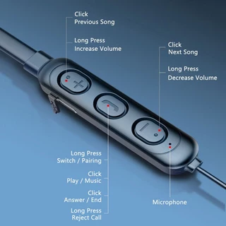 หูฟังบลูทูธ V5.2 ชุดหูฟังไร้สายไฮไฟ หูฟังสเตอริโอในหูพร้อมไมโครโฟน หูฟังเบสพร้อมไมโครโฟน หูฟังแบบแขวนคอกีฬา สายคล้องคอ ก
