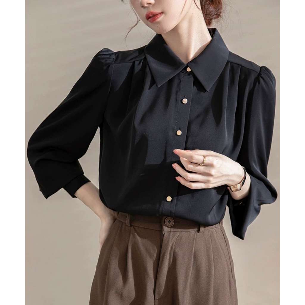 เสื้อเชิ้ตแขนยาว ทรงหลวมแบบมืออาชีพ แฟชั่นฤดูใบไม้ผลิ และฤดูใบไม้ร่วง สําหรับผู้หญิง