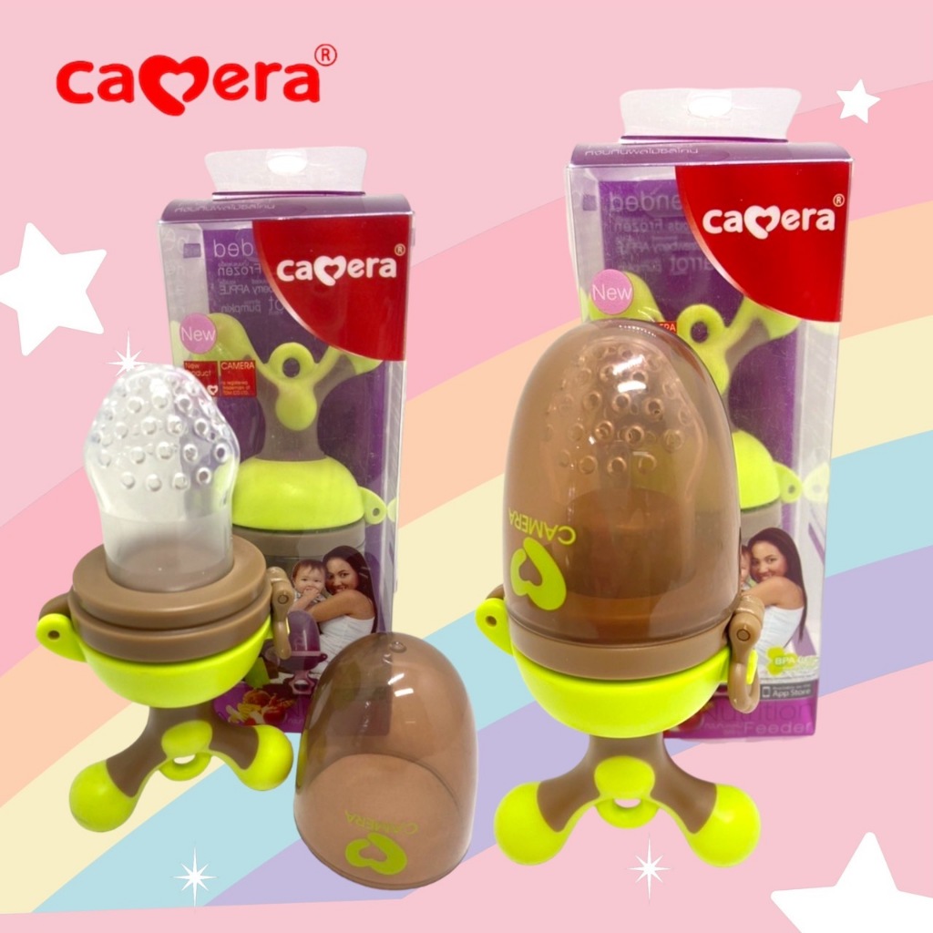 Camera ช้อนจับผลไม้ซิลิโคนด้ามรูปตัว Y สีเขียวน้ำตาล รุ่น C-FE-09091