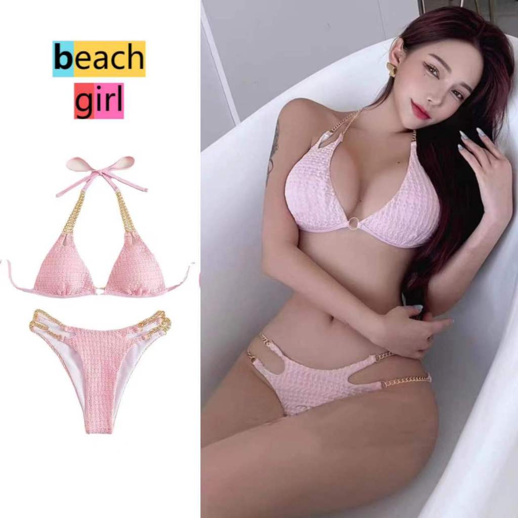 beachgirl bikini sexy ผ้าเนื้อดี ชุดว่ายน้ํา ทูพีช 3สี ผ้าเนื้อดี พร้อมส่งในไทย #0235