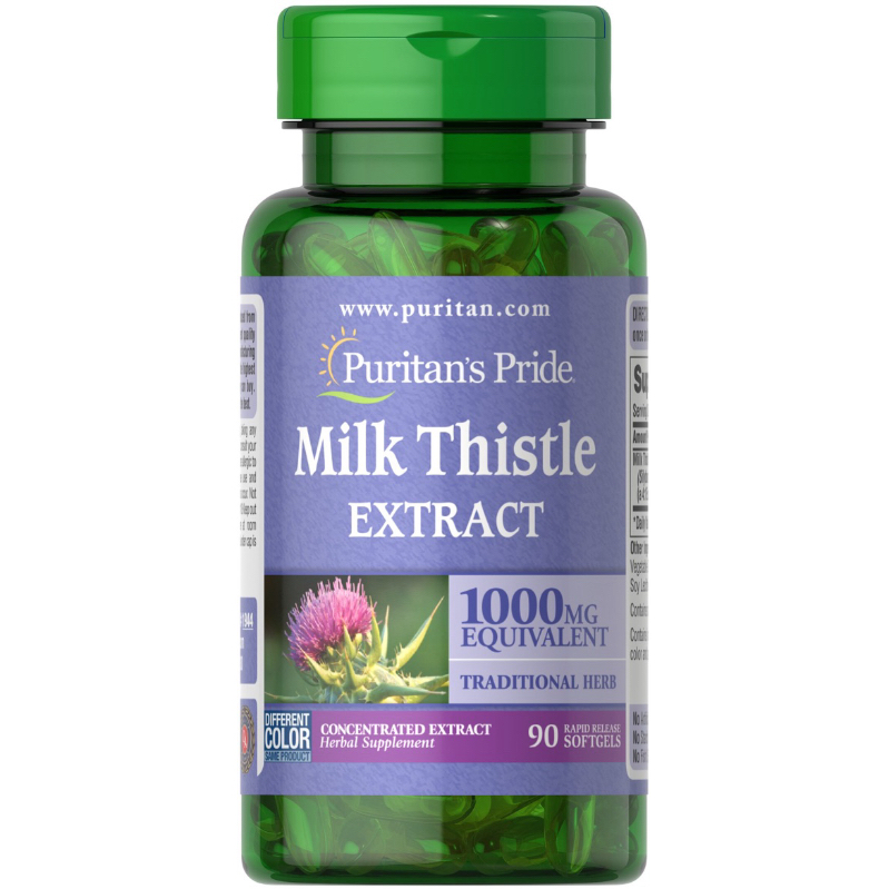 วิตามินบำรุงตับ ขับสารพิษ puritans Milk Thistle Standardized 1000 mg (Silymarin) 90 capsules