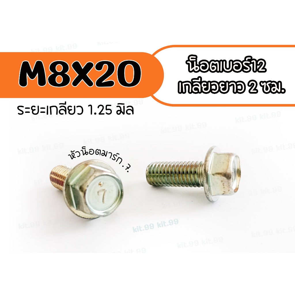 ราคาต่อเเพ็ค ++ น็อตเบอร์12 ยาว 2 ซม. หัวน็อตหลุม น็อตแท้ M8X20 มิล ++ เลือกจำนวนที่ต้องการ