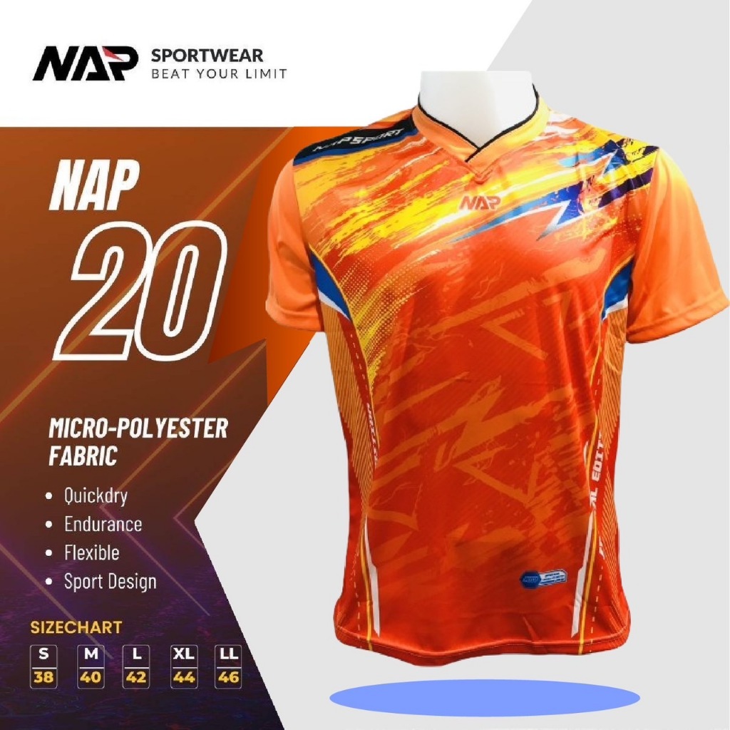 NAP Sport เสื้อกีฬาพิมพ์ลายแขนสั้น แน๊พสปอร์ต รหัส NAP20 รุ่นใหม่ล่าสุด -ดีไซน์สวยงาม ทำให้ดูโดดเด่นในทุกโอกาส -เนื้อผ้า
