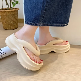 D813 รองเท้าส้นสูงหนา 6 ซม. รองเท้ายางพารา มี 4 สี