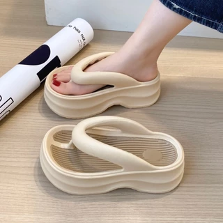 D813 รองเท้าส้นสูงหนา 6 ซม. รองเท้ายางพารา มี 4 สี