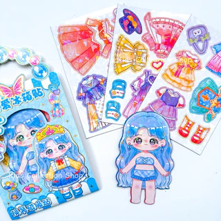 แม่เหล็กติดตู้เย็นแต่งตัวตุ๊กตา DIY ประกายแสงวิบวับ แพค 4 แผ่น ลายน่ารักสีสันสดใส ทนทานไม่พังง่าย แม่เหล็กเจ้าหญิง