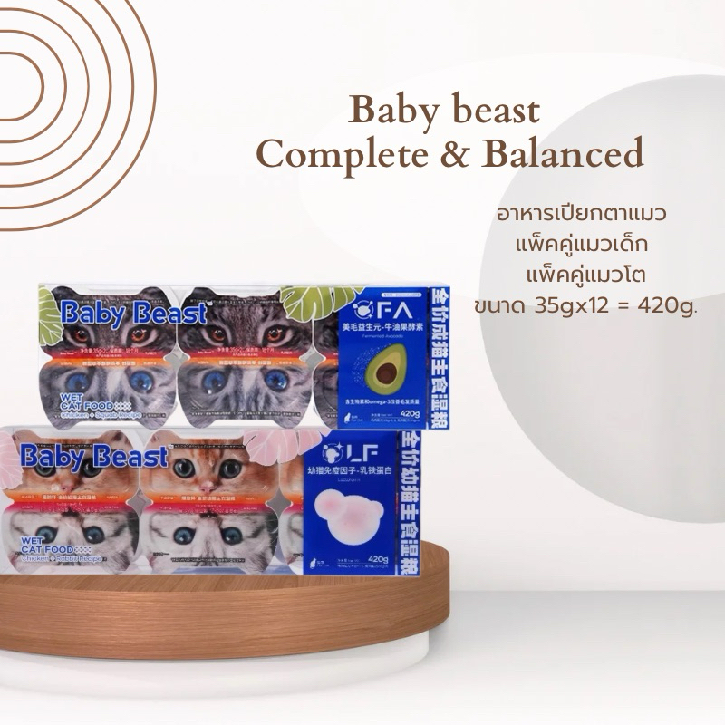(ยกกล่อง) Baby beast Complete & Balanced อาหารเปียกตาแมว อาหารเปียกมื้อหลัก 420g. (35g.x12ถ้วย) (พร้อมส่งจากไทย )