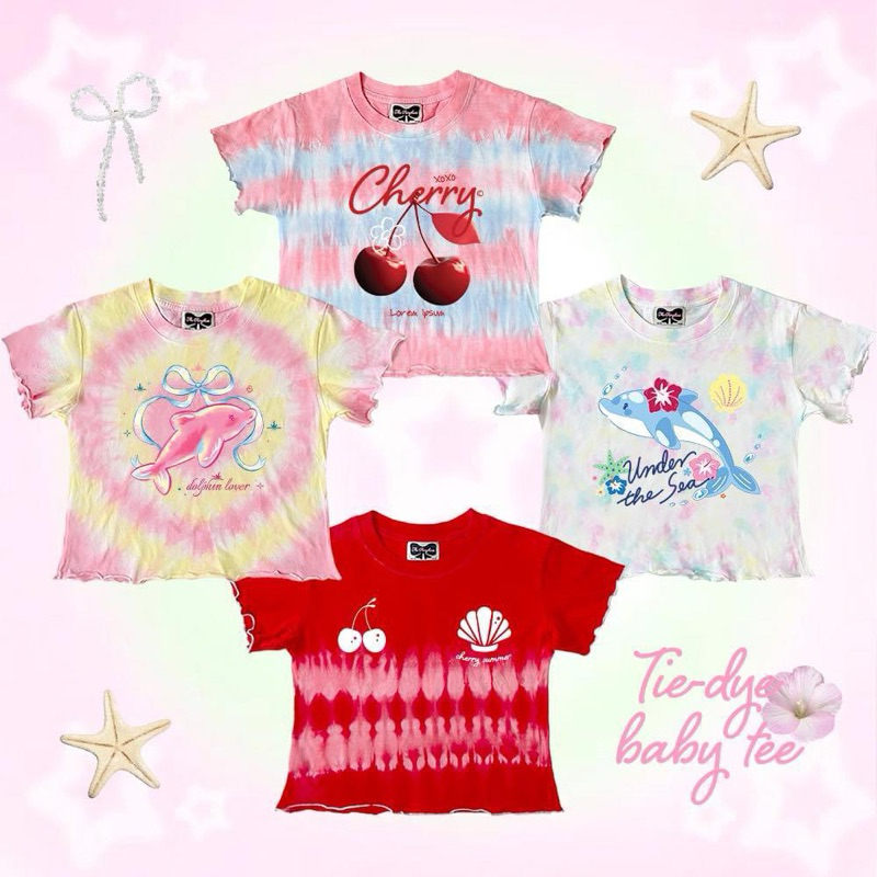 Sugarbeetshop | P03 Summer collection tie dye เสื้อยืดทรงครอปพอดีตัว baby tee
