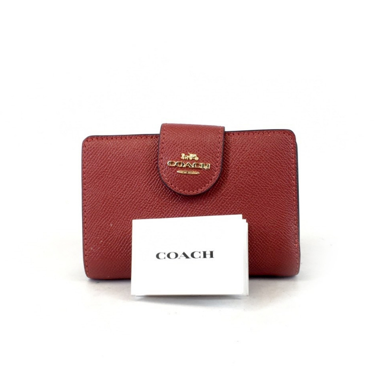 COACH (โค้ช) Bifold Red Wallet กระเป๋าสตางค์ สีแดง ขอบดำ S17861.1
