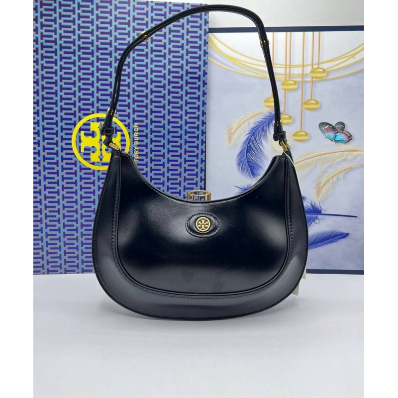 TORY BURCH ROBINSON SPAZZOLATO CONVERTIBLE CRESCENT BAG