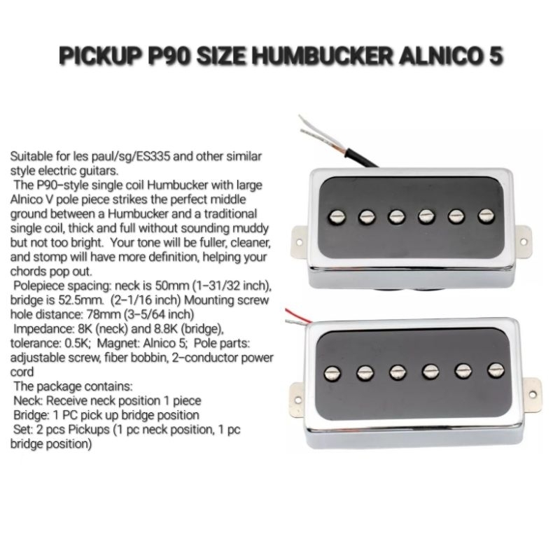 ปิ๊กอัพกีต้าร์ไฟฟ้า รุ่น P90 SIZE HUMBUCKER ALNICO 5