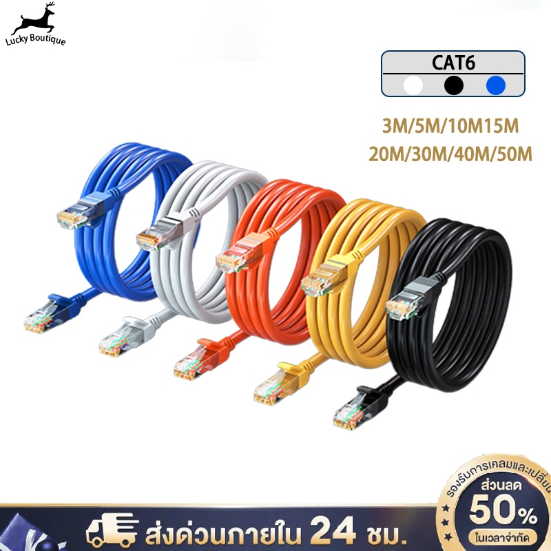 สายแลนอินเตอร์เน็ต 3m~50m Cat 6 Gigabit 1000M UTP Cable  รับสัญาณดี สายเคเบิลเครือข่าย