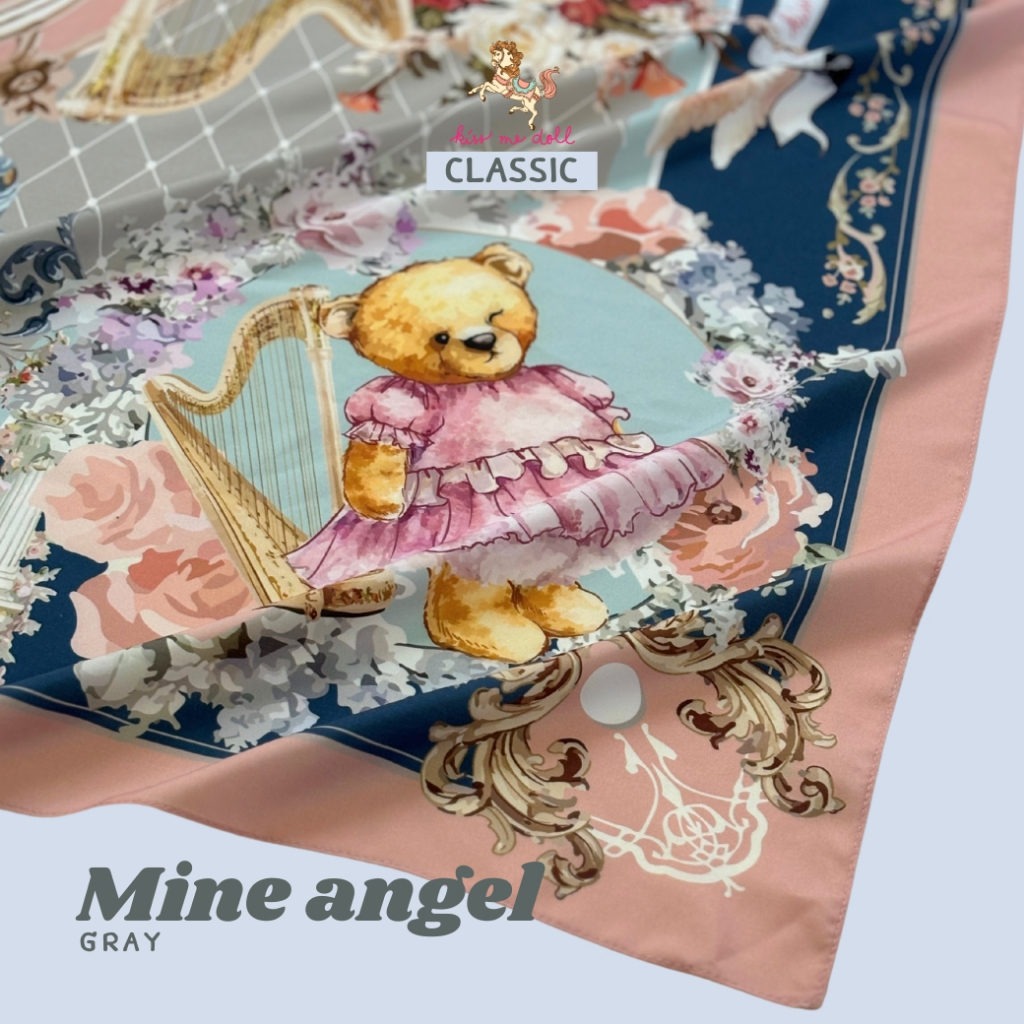 Kiss Me Doll إيشارب بنقشة دب Mine Angel ‏100×100 سم — صورة 8