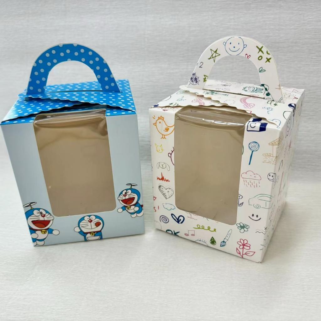 กล่องคัพเค้ก ใส่เค้ก กล่องขนม หน้าต่างใส ใส่1หลุม มีหูจับหิ้วได้ ของขวัญ วันเกิด (สินค้าพร้อมส่ง)