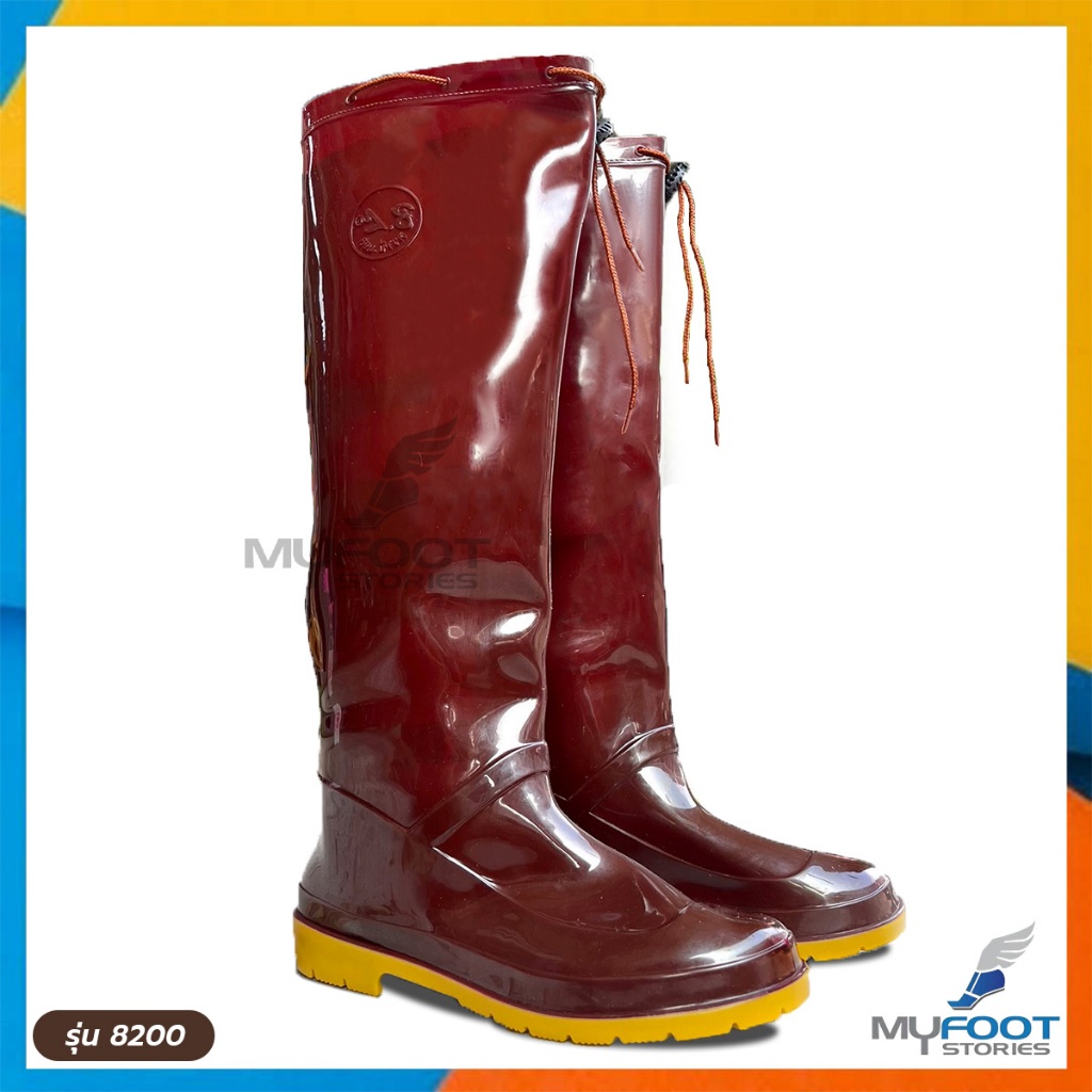 รองเท้าบูทกันน้ำ บูทยาวผูกเชือก บูทยาว เกรดดี ผลิตในไทย รุ่น BL 8200 บูทชาวนา ความสูง 18 นิ้ว - MFS