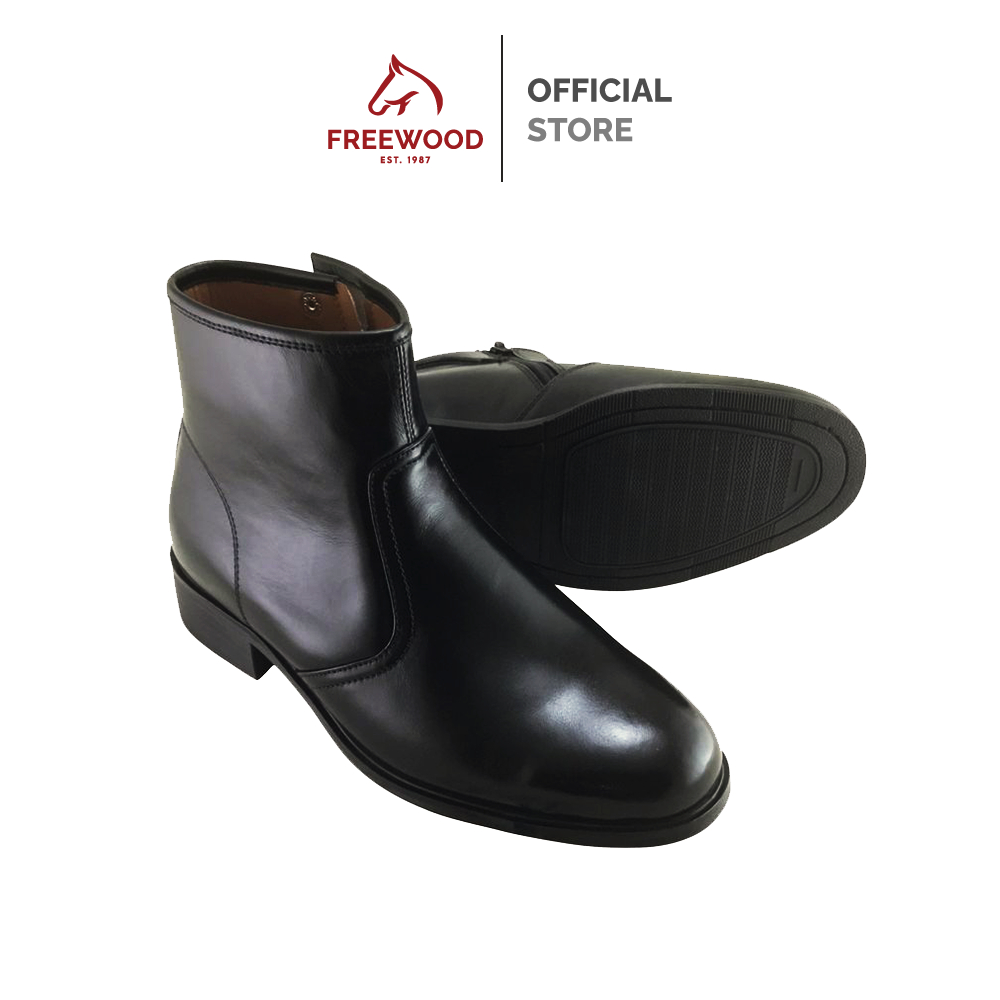 FREEWOOD BOOTS รองเท้าบูท หนังวัวแท้ รุ่น 64-6542 สีดำ ( BLACK )