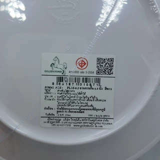 จานตื้น 6.5นิ้ว พลาสติกเกรด ABS Food Grad ตราม้า Golden Horse มี2สี ขาว ดำ แพ็คละ 6ใบ และ 12ใบ